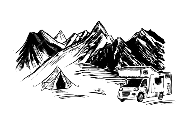 Decorative campground illustration